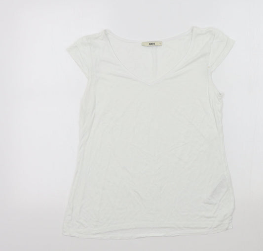 Womens UK Size S Oasis White Basic T-Shirt