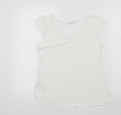 Womens UK Size S Oasis White Basic T-Shirt