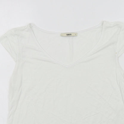Womens UK Size S Oasis White Basic T-Shirt