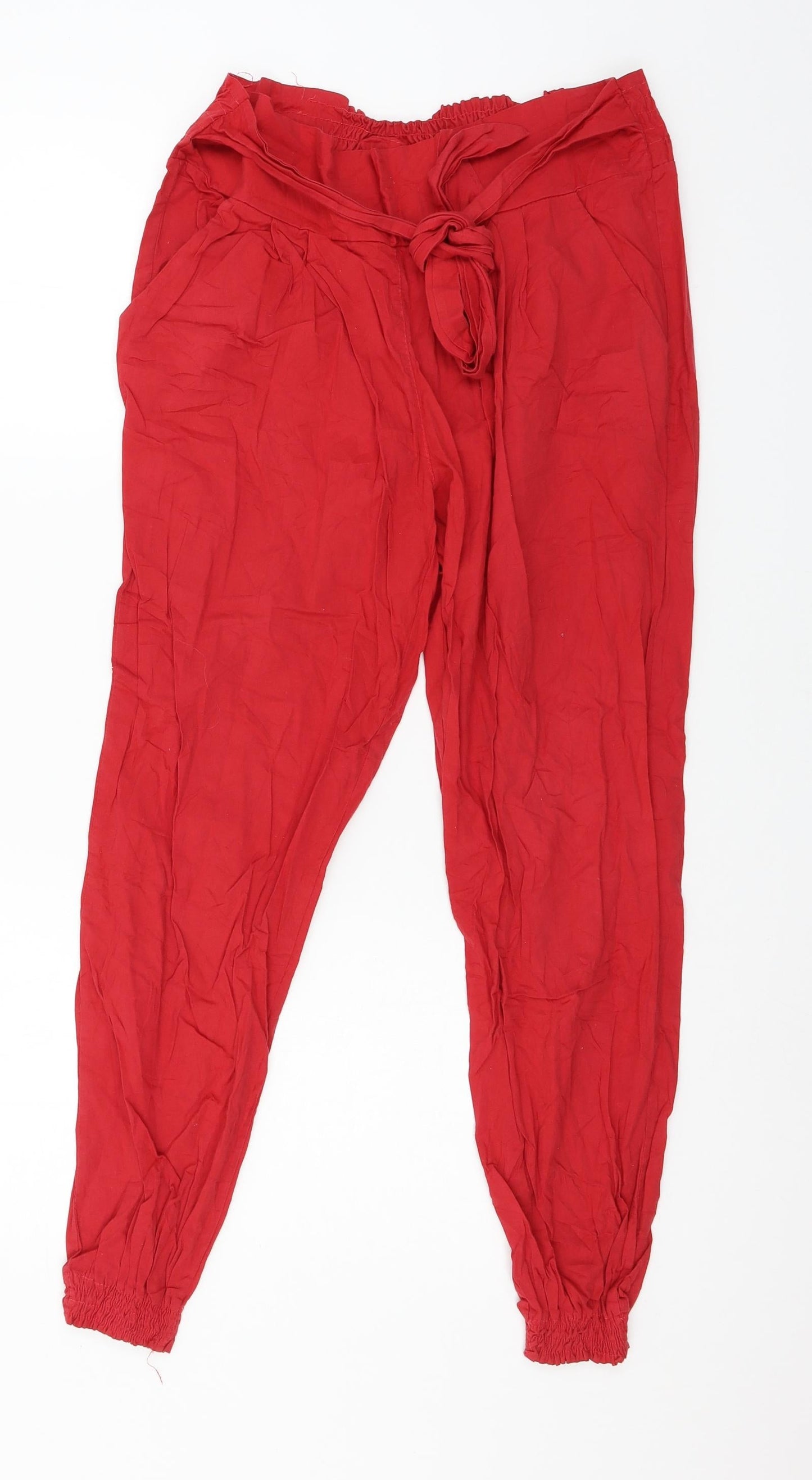 Womens UK Size L Preworn Regular Fit  Red Trousers