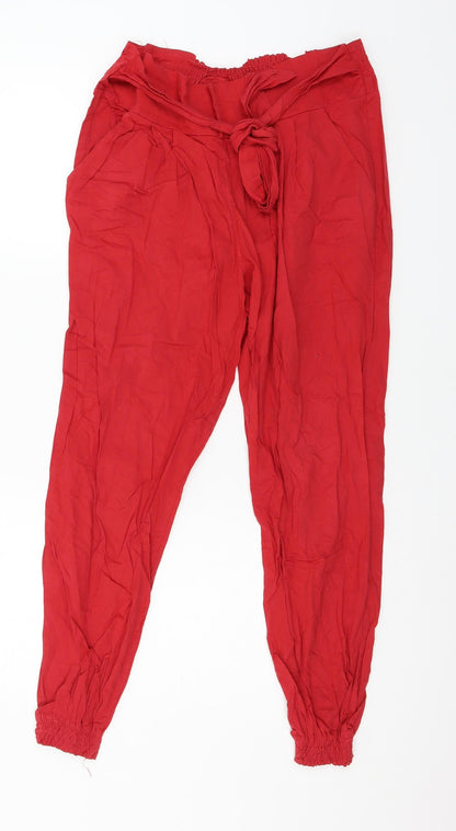 Womens UK Size L Preworn Regular Fit  Red Trousers