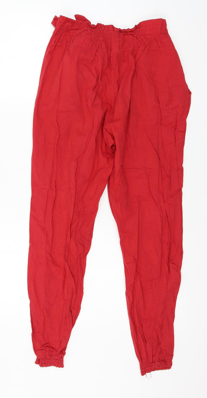 Womens UK Size L Preworn Regular Fit  Red Trousers