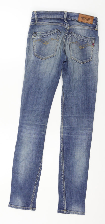 Replay Womens Blue  Denim Straight Jeans Size 24 in L30 in