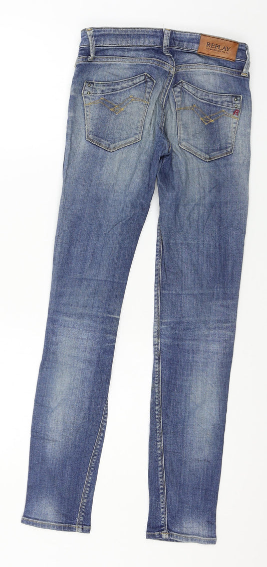 Replay Womens Blue  Denim Straight Jeans Size 24 in L30 in