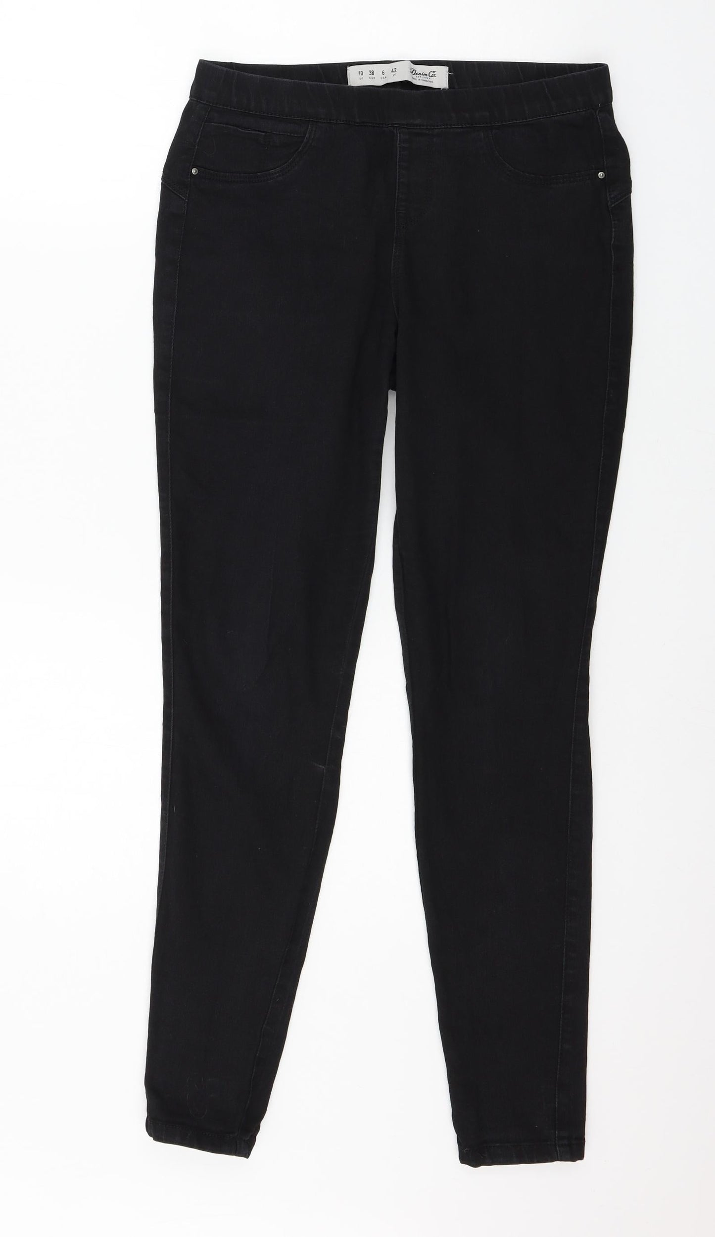 Denim & Co. Womens Black  Denim Jegging Jeans Size 10 L28 in