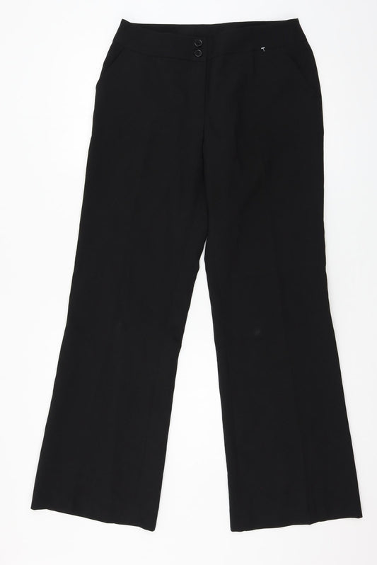 Womens UK Size 12 Xe Regular Fit  Black Trousers