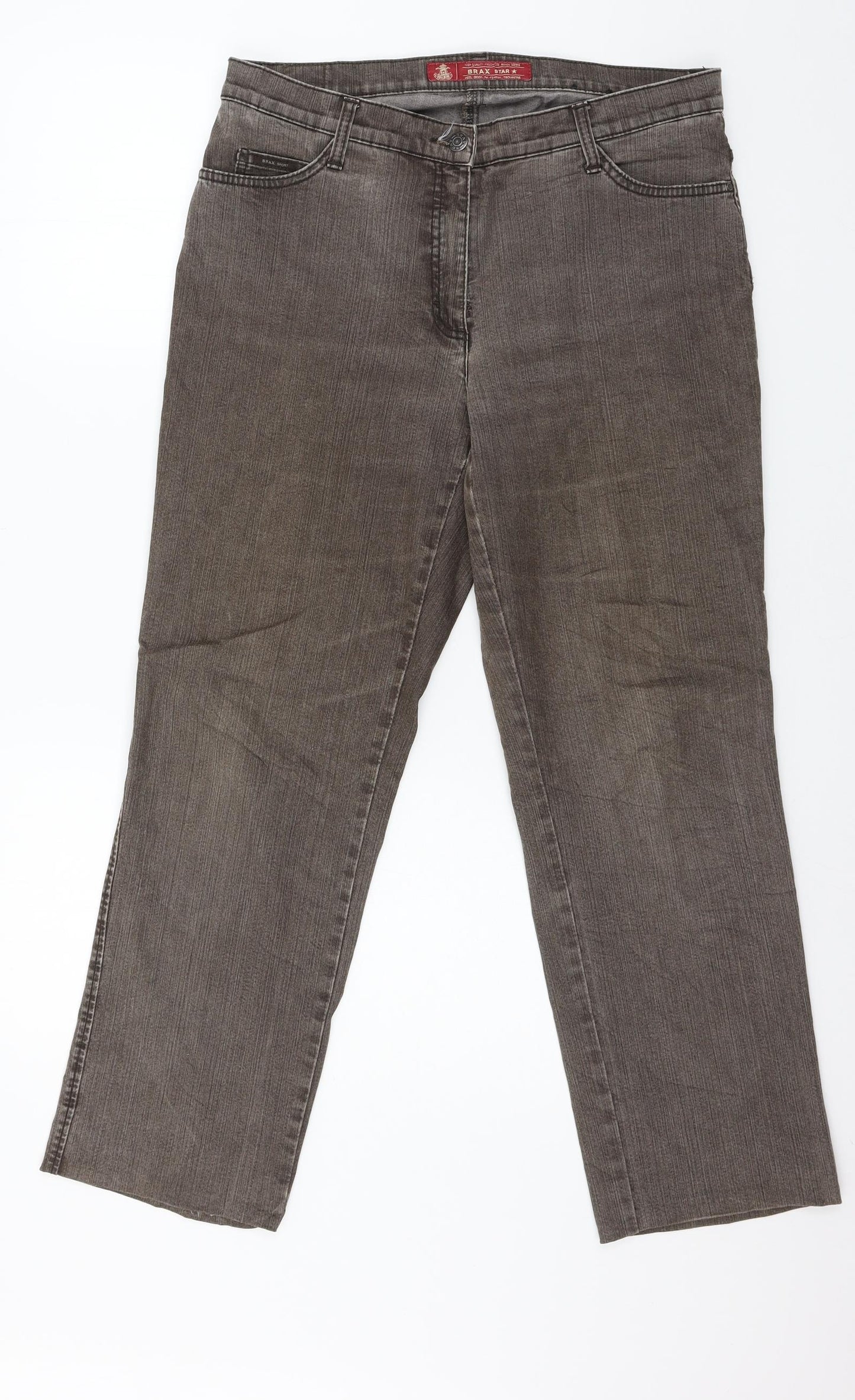 Brax Star Womens Brown  Denim Straight Jeans Size 34 in L27 in