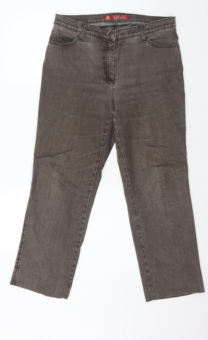 Brax Star Womens Brown  Denim Straight Jeans Size 34 in L27 in