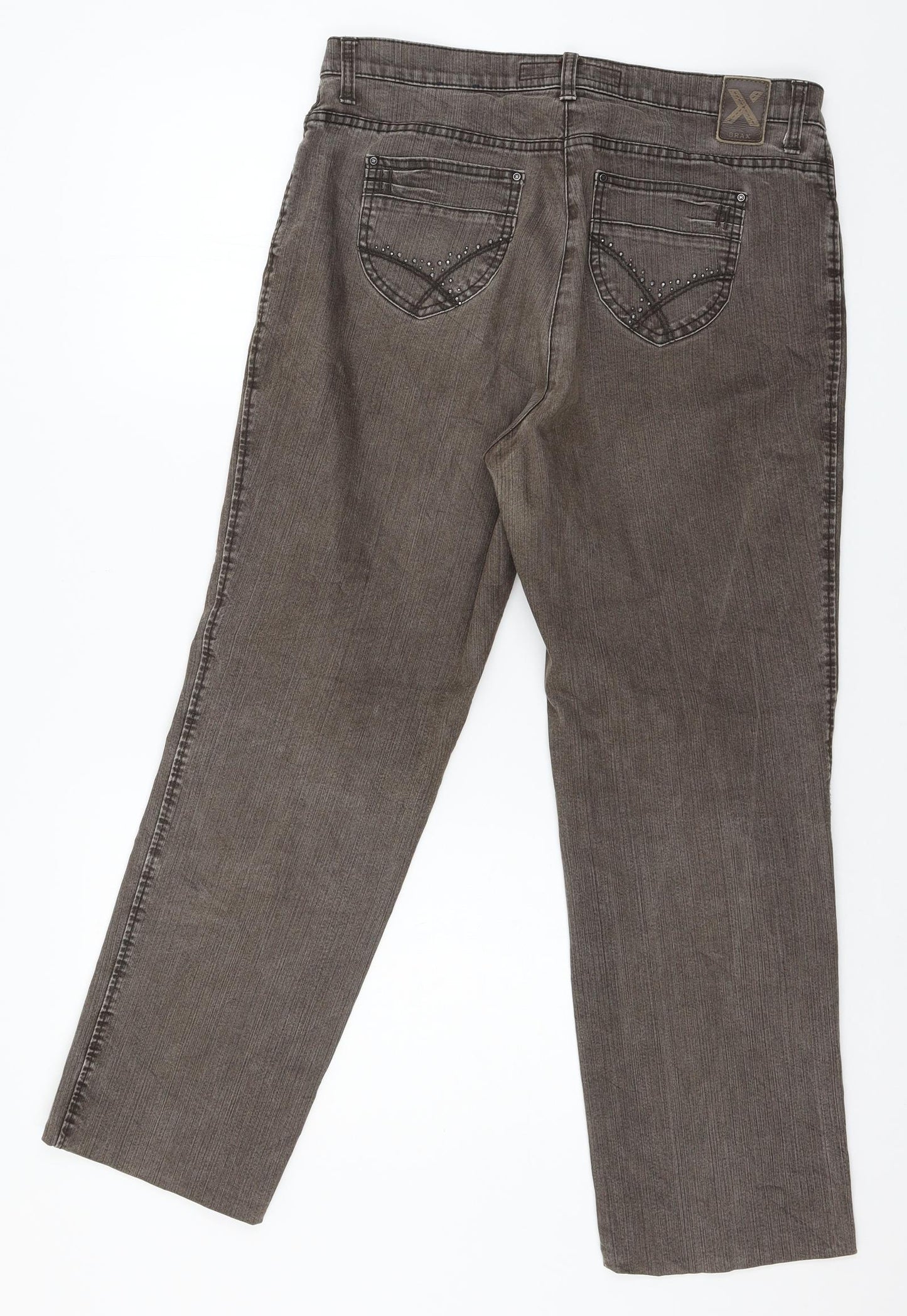 Brax Star Womens Brown  Denim Straight Jeans Size 34 in L27 in