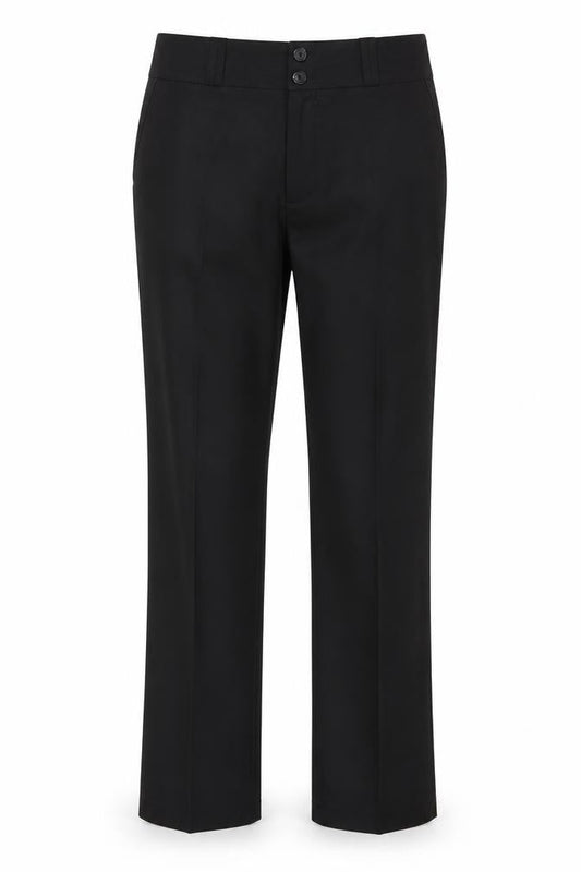Front view of A&R Collection women’s black trousers, size UK 12, 30-inch leg