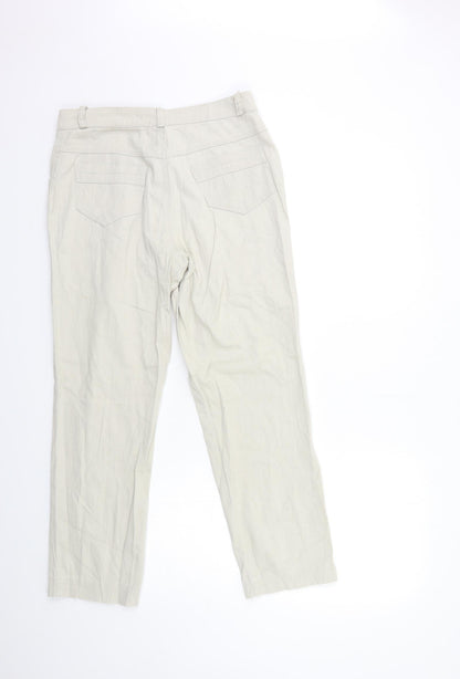 Womens UK Size 12 Preworn Regular Fit Straight Beige Jeans