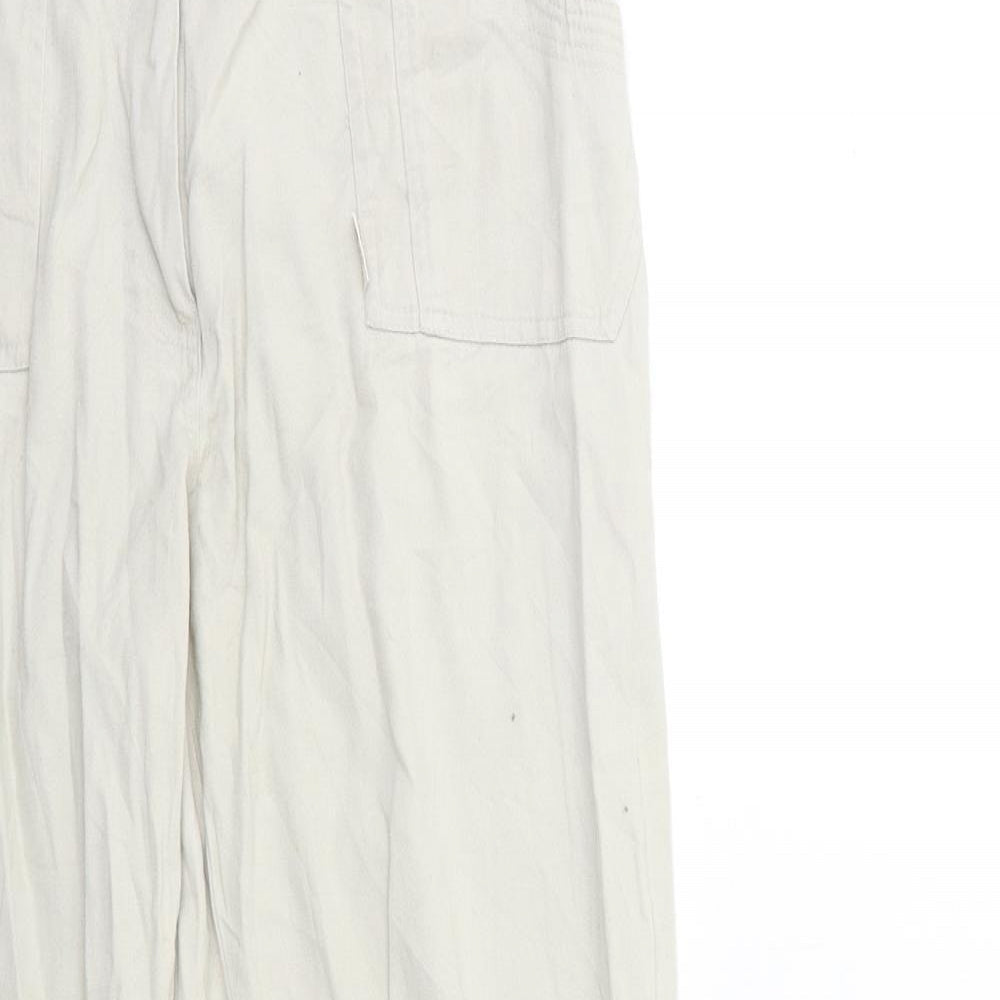Womens UK Size 12 Preworn Regular Fit Straight Beige Jeans