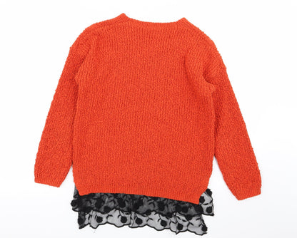 TU Womens Orange Floral  Pullover Jumper Size 8