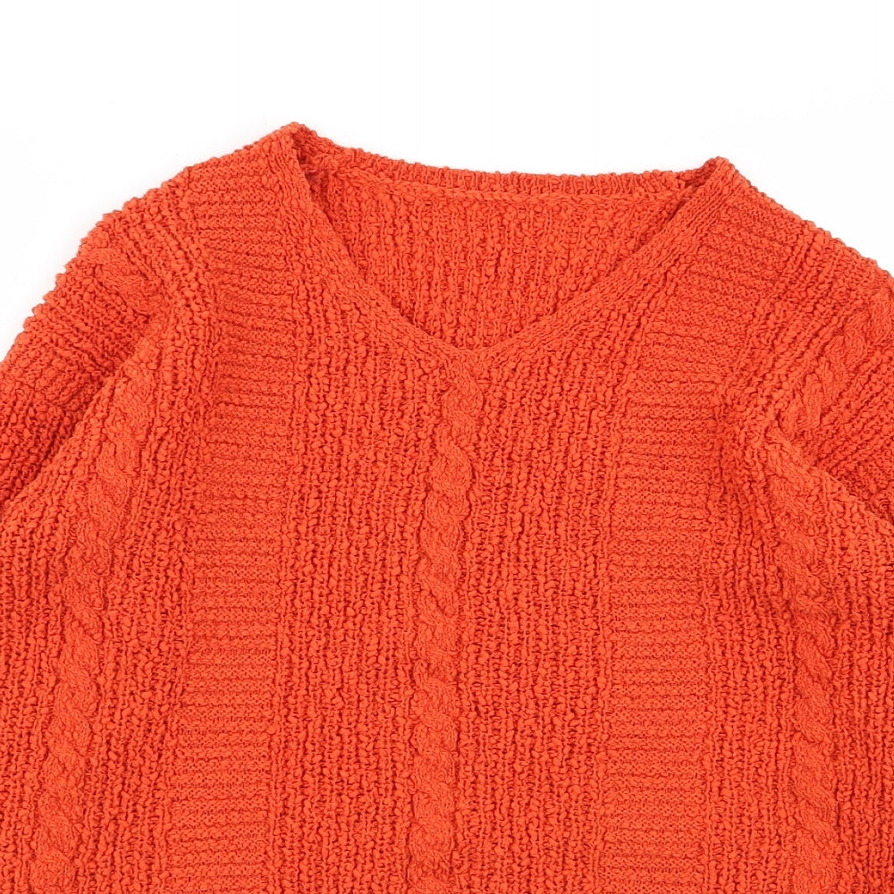 TU Womens Orange Floral  Pullover Jumper Size 8