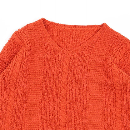 TU Womens Orange Floral  Pullover Jumper Size 8