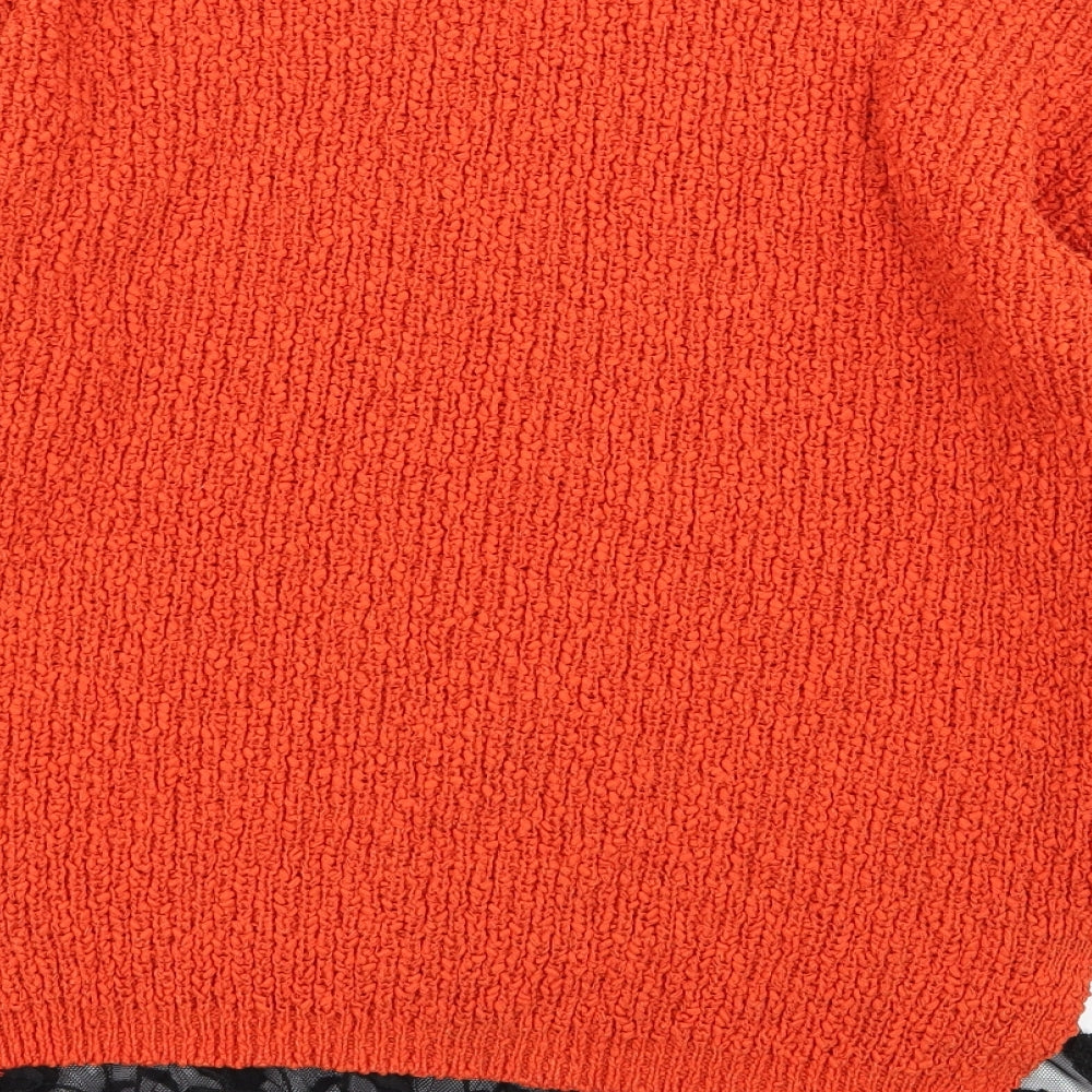 TU Womens Orange Floral  Pullover Jumper Size 8