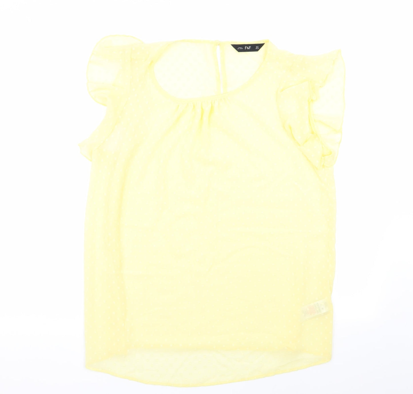 F&F Womens Yellow Polka Dot  Basic Blouse Size 16
