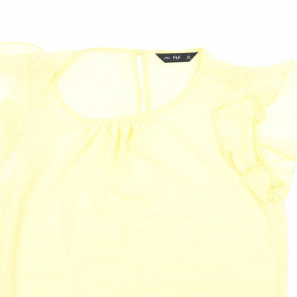F&F Womens Yellow Polka Dot  Basic Blouse Size 16