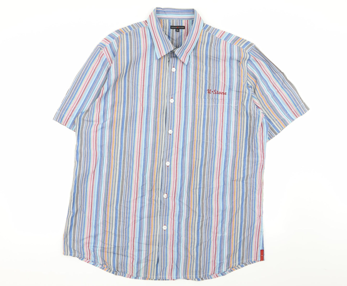 urban stone Mens Multicoloured Striped   Button-Up Size 2XL