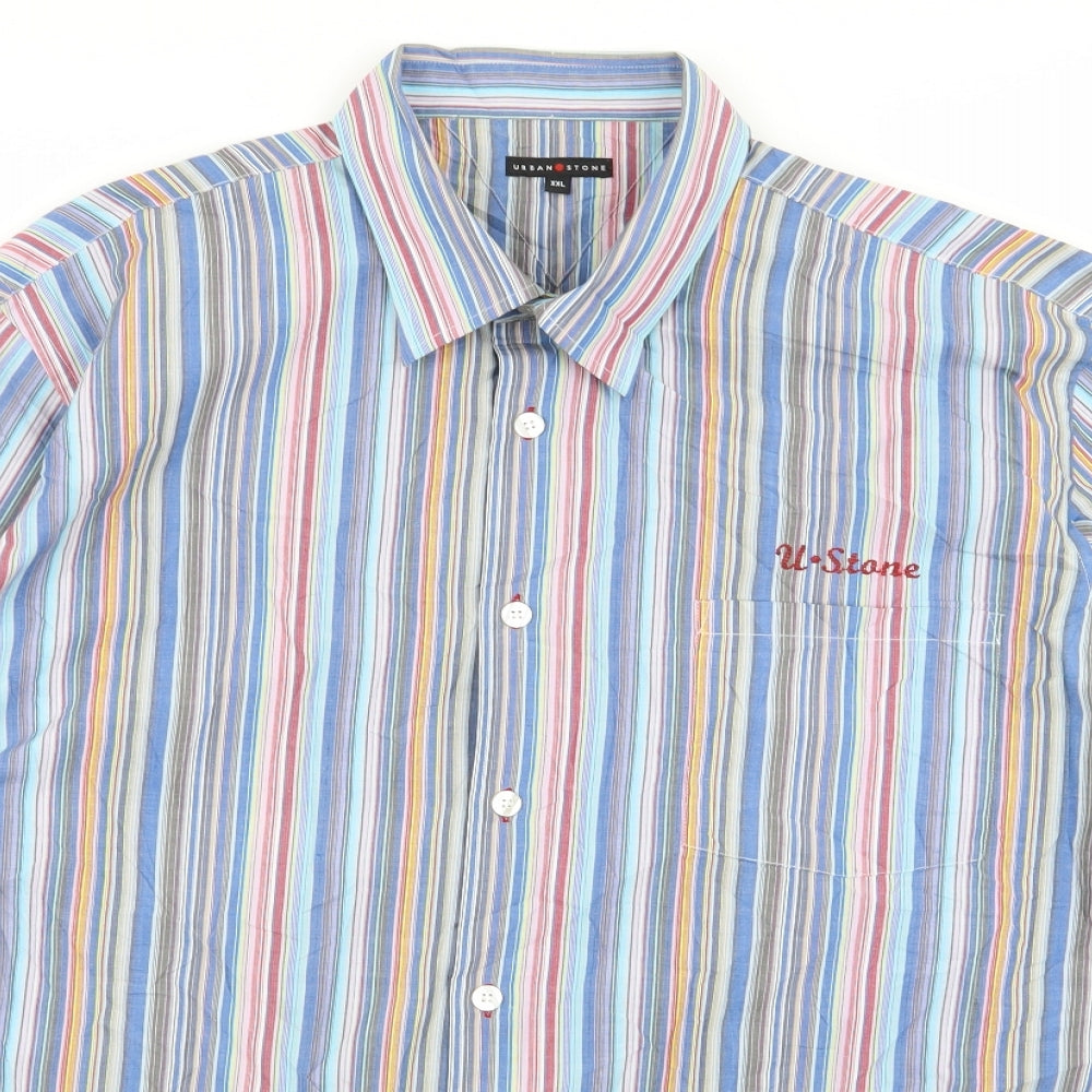 urban stone Mens Multicoloured Striped   Button-Up Size 2XL