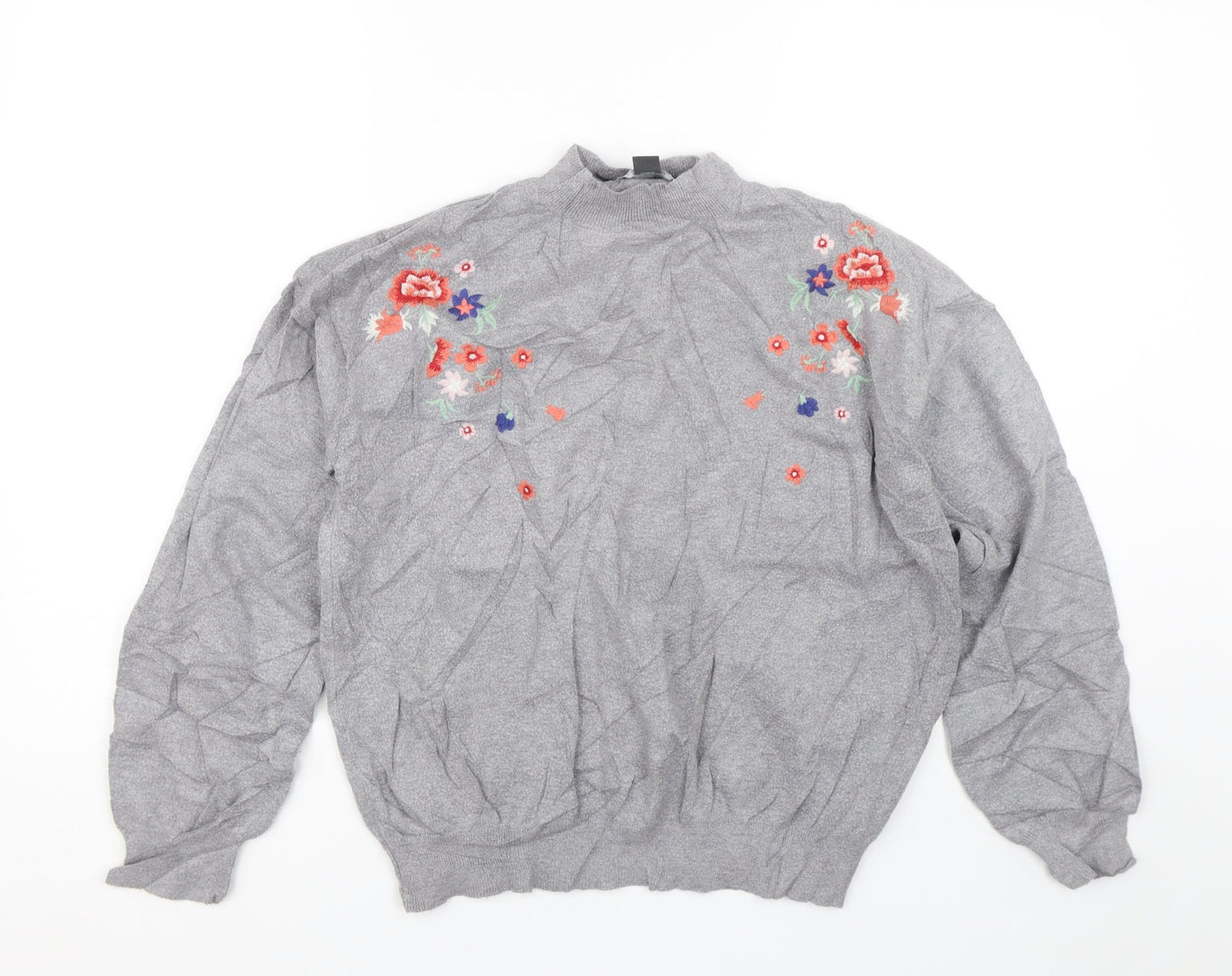 Primark Womens Grey Floral  Pullover Jumper Size L