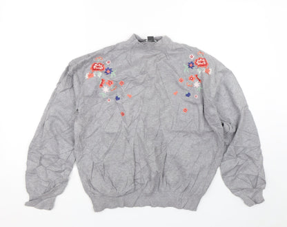 Primark Womens Grey Floral  Pullover Jumper Size L