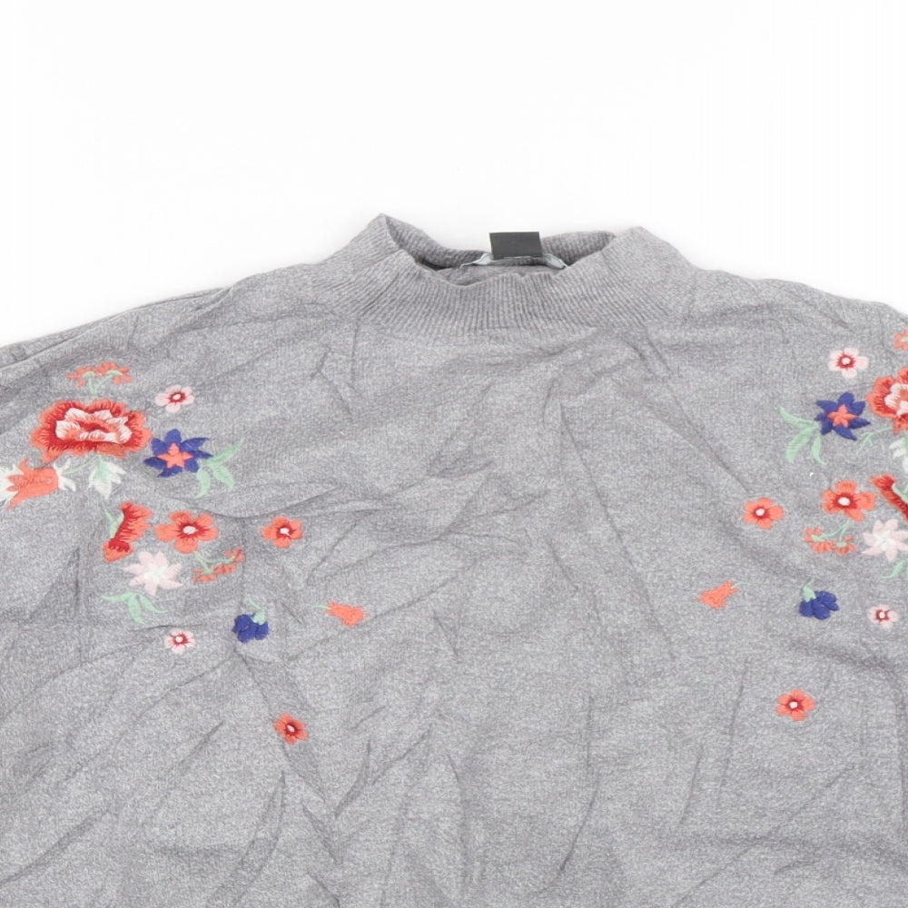 Primark Womens Grey Floral  Pullover Jumper Size L