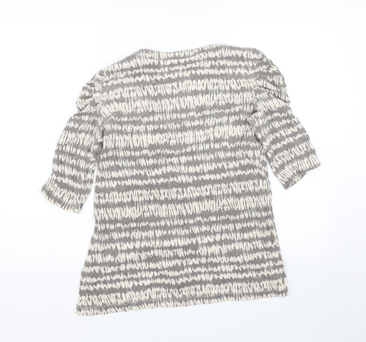 M&Co Womens Beige Striped  Basic T-Shirt Size M