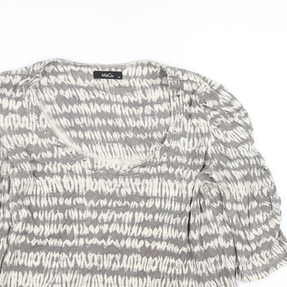 M&Co Womens Beige Striped  Basic T-Shirt Size M