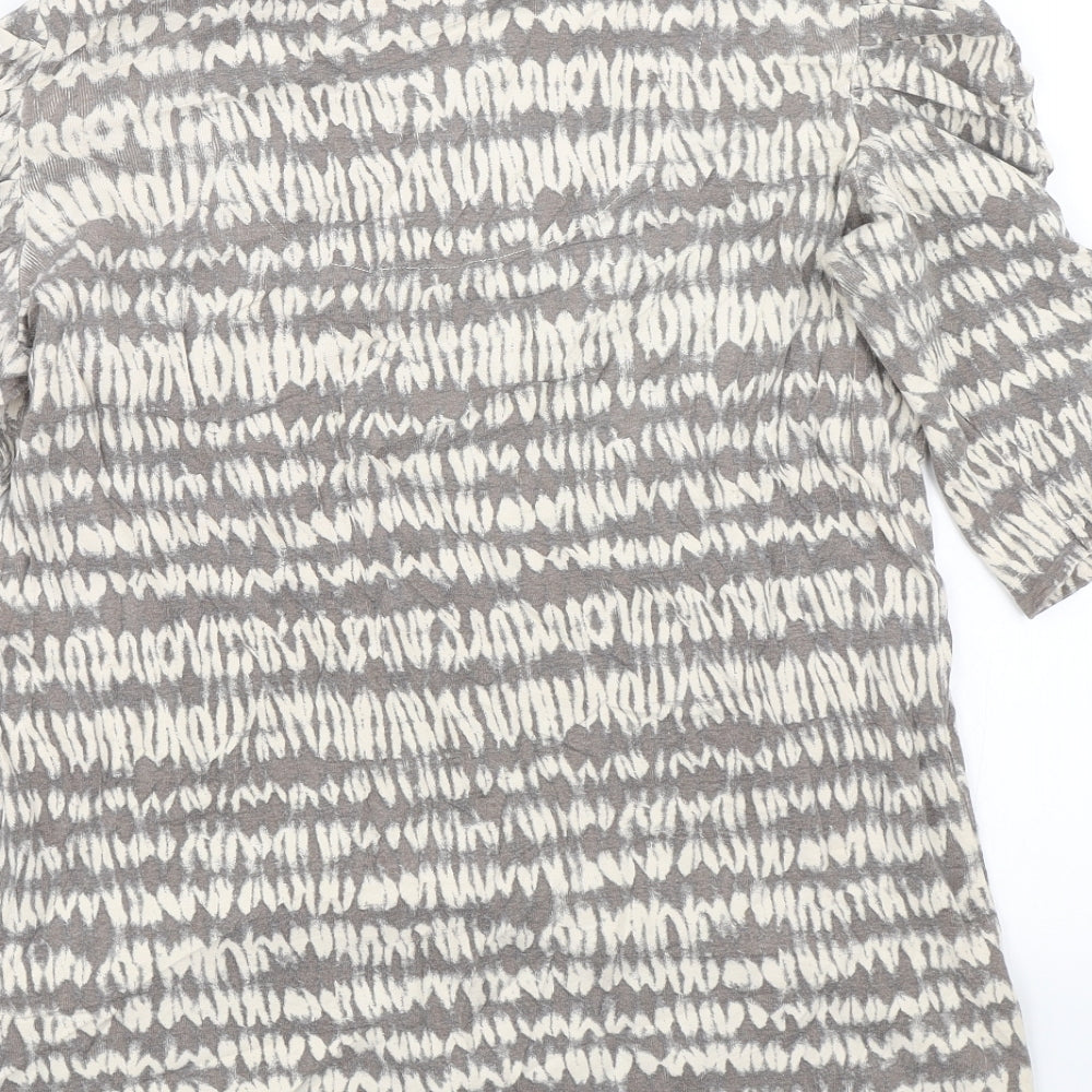 M&Co Womens Beige Striped  Basic T-Shirt Size M