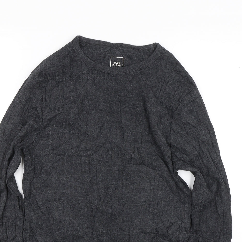 Womens UK Size XS River Island Grey Basic T-Shirt