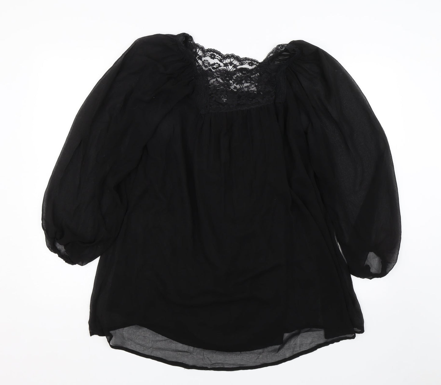 AX Womens Black Floral Lace Basic Blouse Size 12