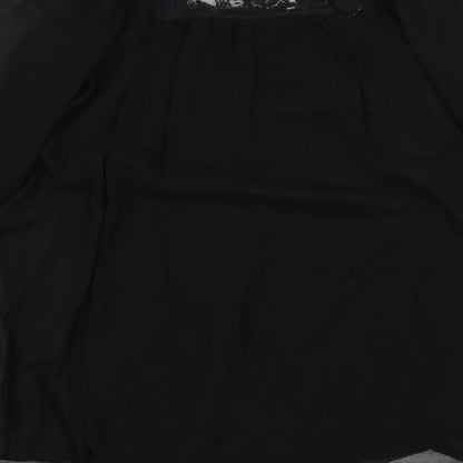 AX Womens Black Floral Lace Basic Blouse Size 12