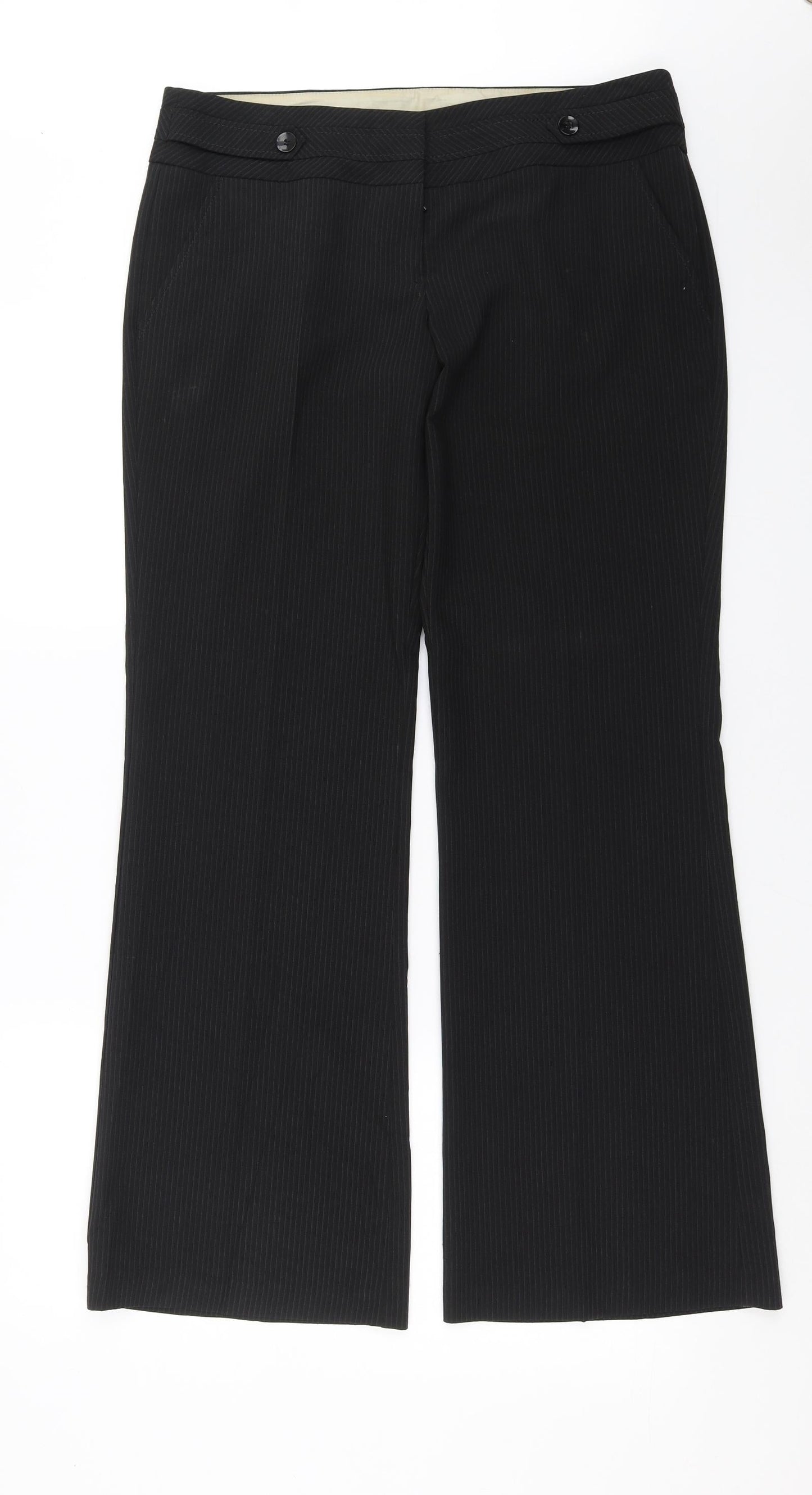 New Look Womens Black Striped  Trousers  Size 14 L31 in