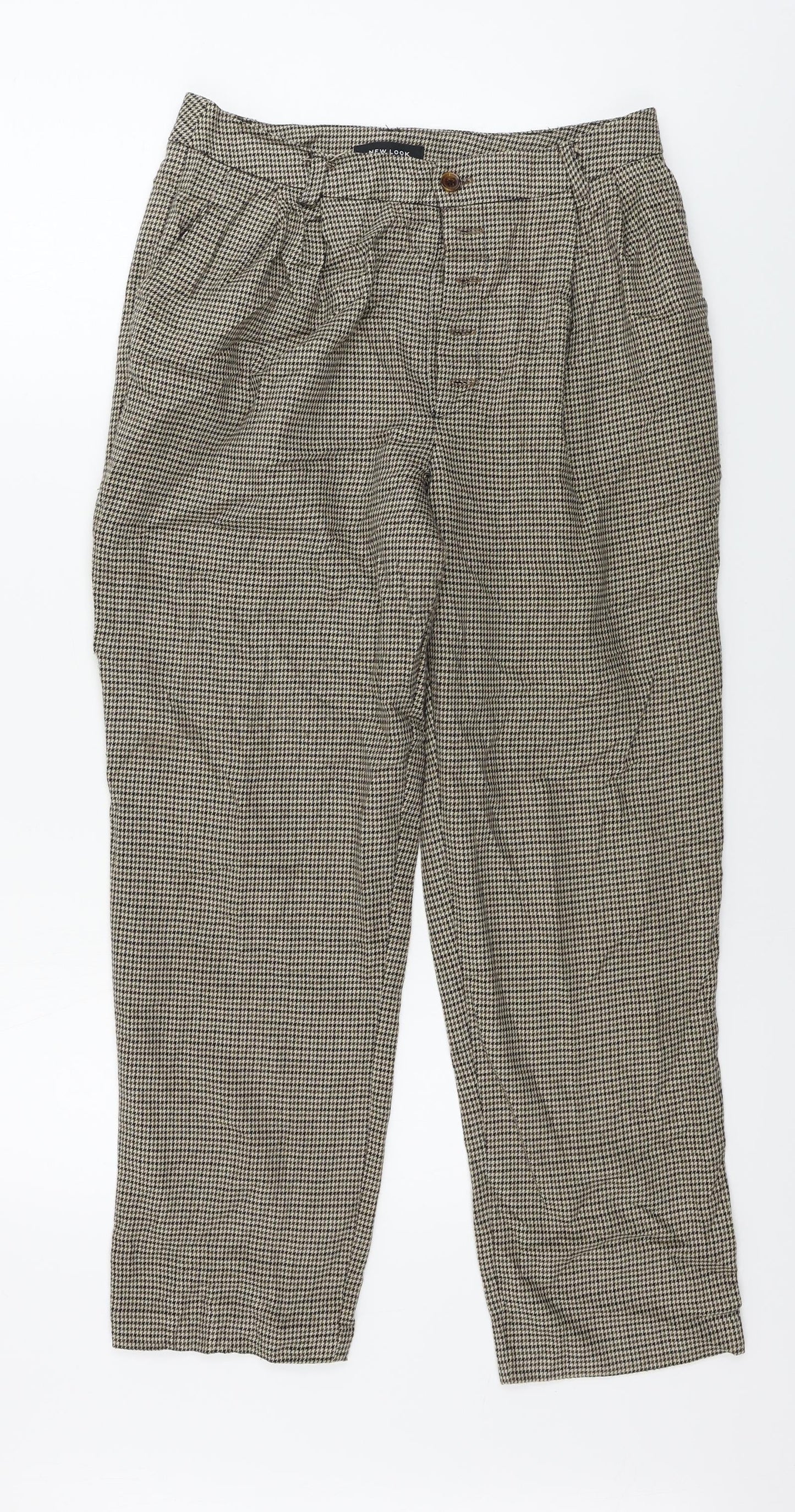 New Look Womens Beige Check  Trousers  Size 10 L25 in