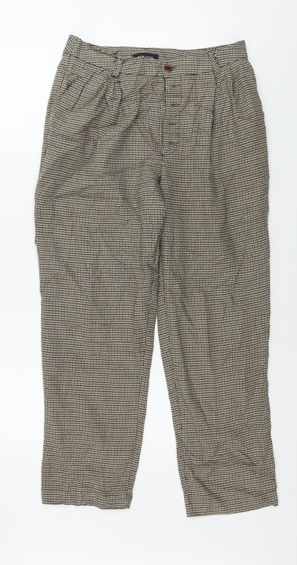 New Look Womens Beige Check  Trousers  Size 10 L25 in