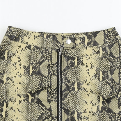 Primark  Womens Beige Animal Print  A-Line Skirt Size 6