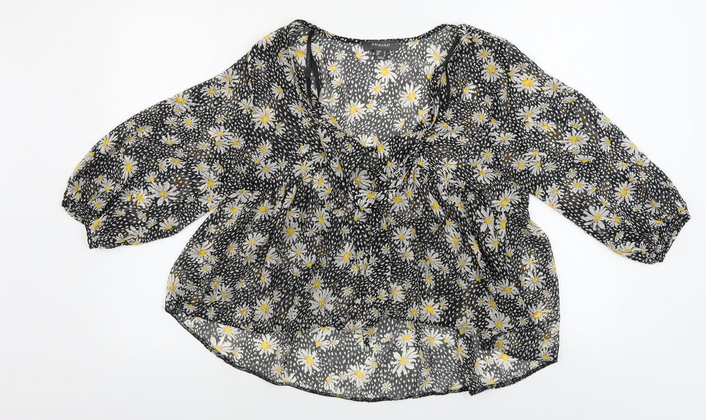 Primark  Womens Grey Floral  Basic Blouse Size 8