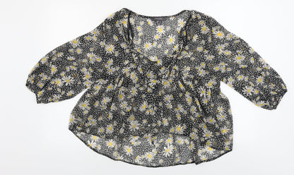 Primark  Womens Grey Floral  Basic Blouse Size 8