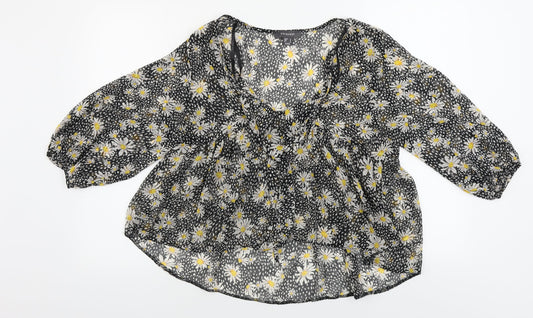 Primark  Womens Grey Floral  Basic Blouse Size 8