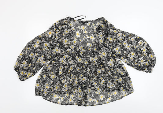 Primark  Womens Grey Floral  Basic Blouse Size 8