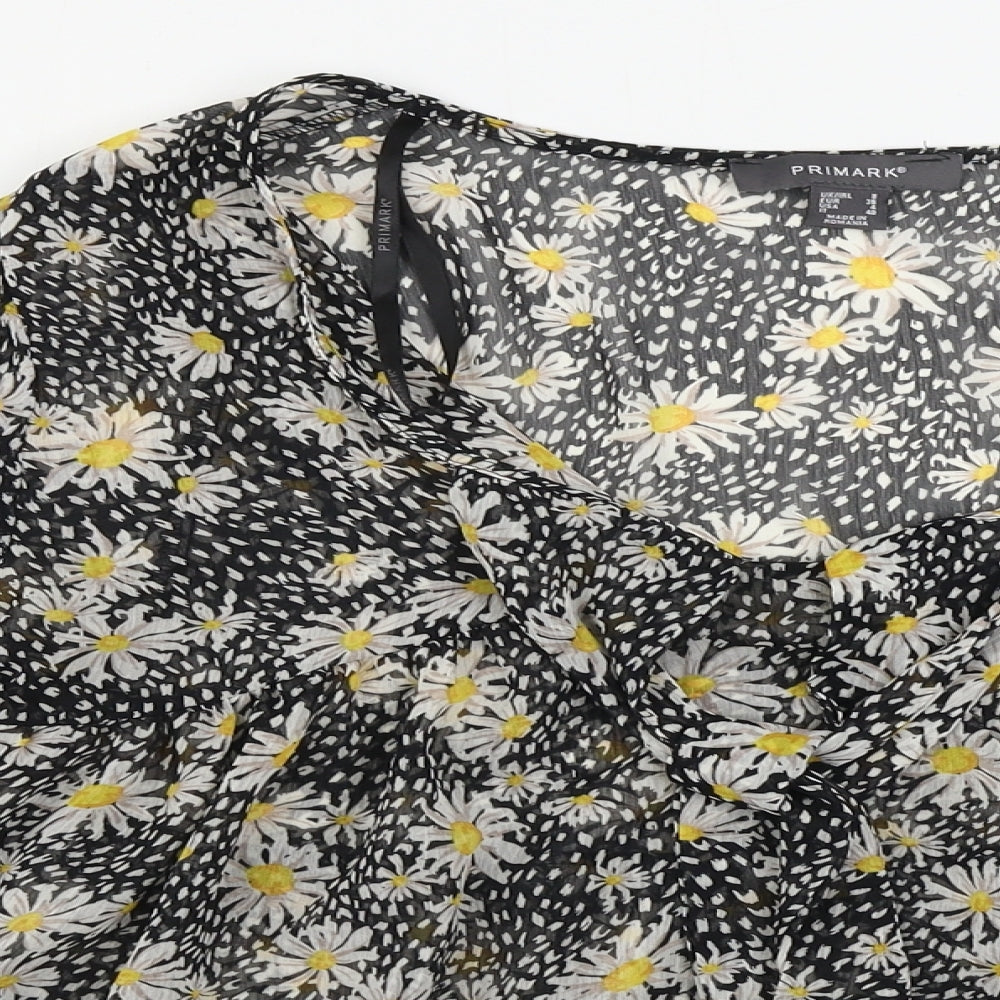 Primark  Womens Grey Floral  Basic Blouse Size 8