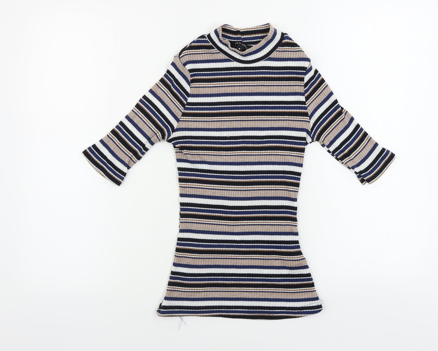 Womens UK Size 8 New Look Beige Basic T-Shirt