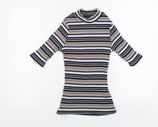 Womens UK Size 8 New Look Beige Basic T-Shirt