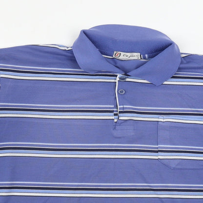 Ou Jian  Mens Blue Striped   Polo Size M