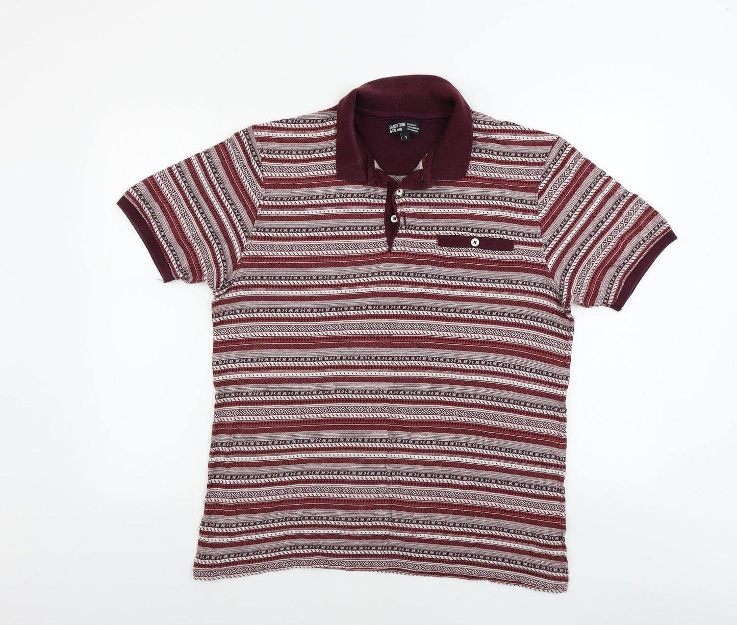 Sandstone & Co Men  Mens Red Geometric   Polo Size S