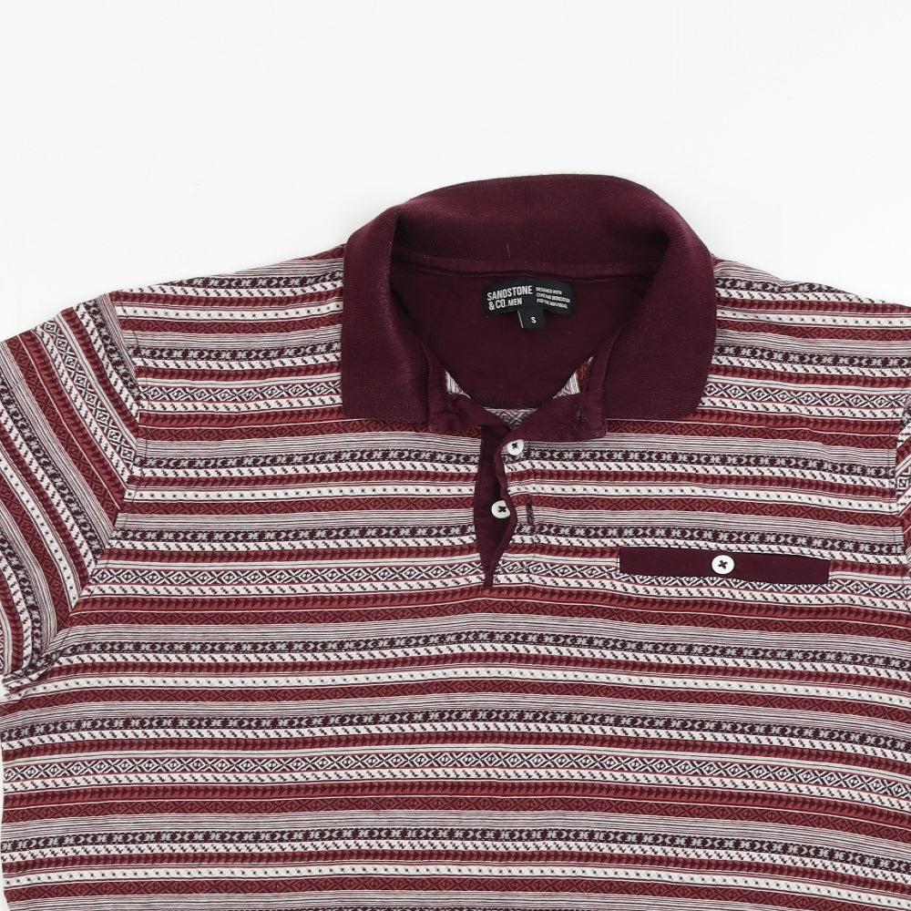 Sandstone & Co Men  Mens Red Geometric   Polo Size S
