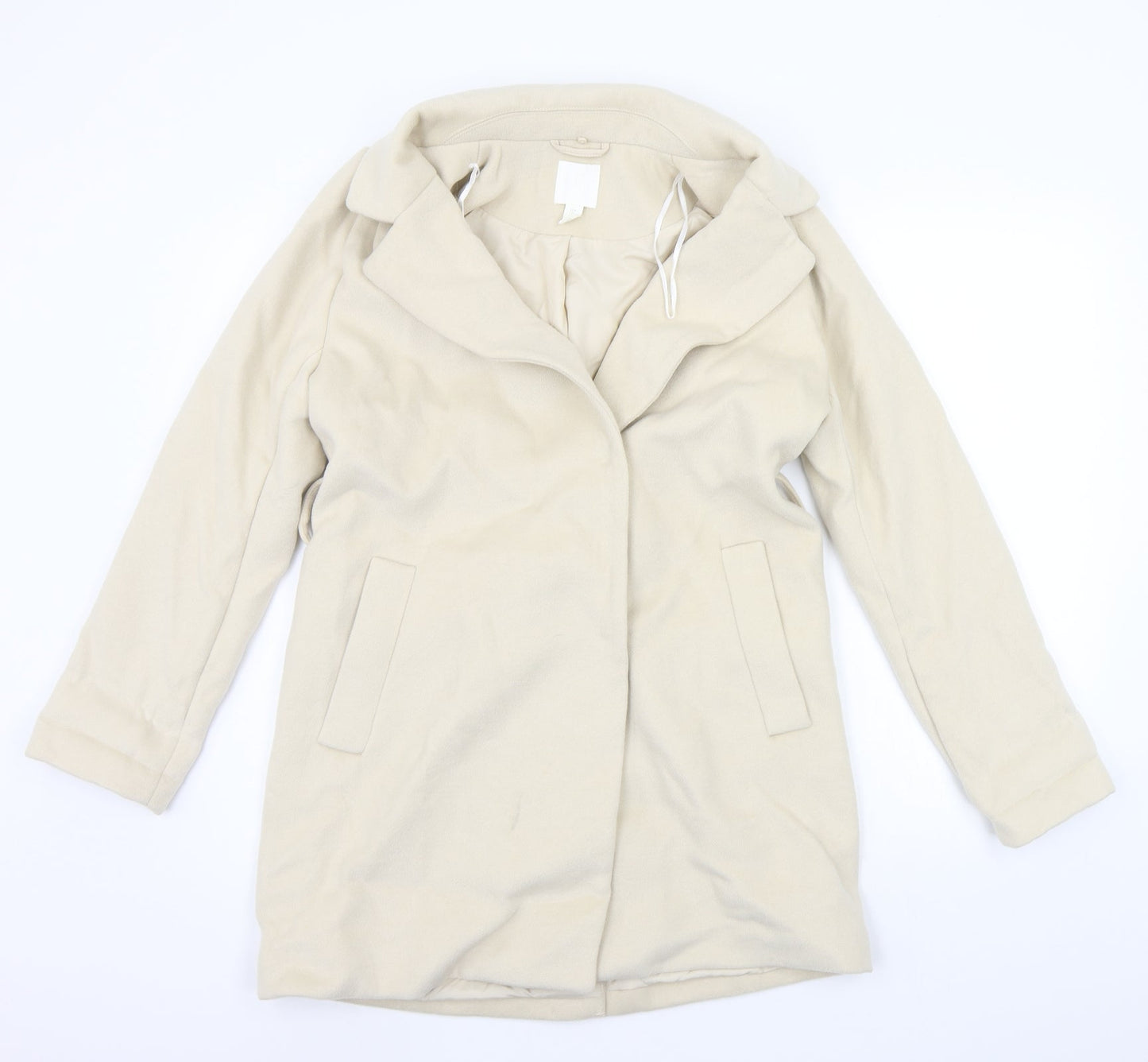 H&M Womens Beige Houndstooth  Jacket Coat Size 10