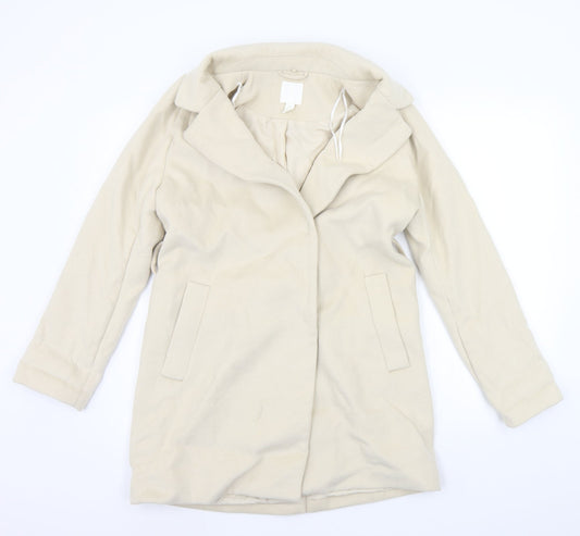 H&M Womens Beige Houndstooth  Jacket Coat Size 10