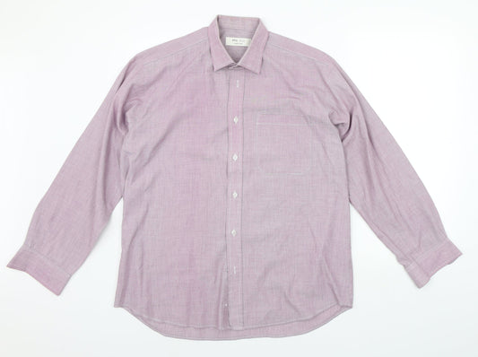 Mens UK Size 15.5 BHS Purple  Button-Up Long Sleeve Casual Shirt